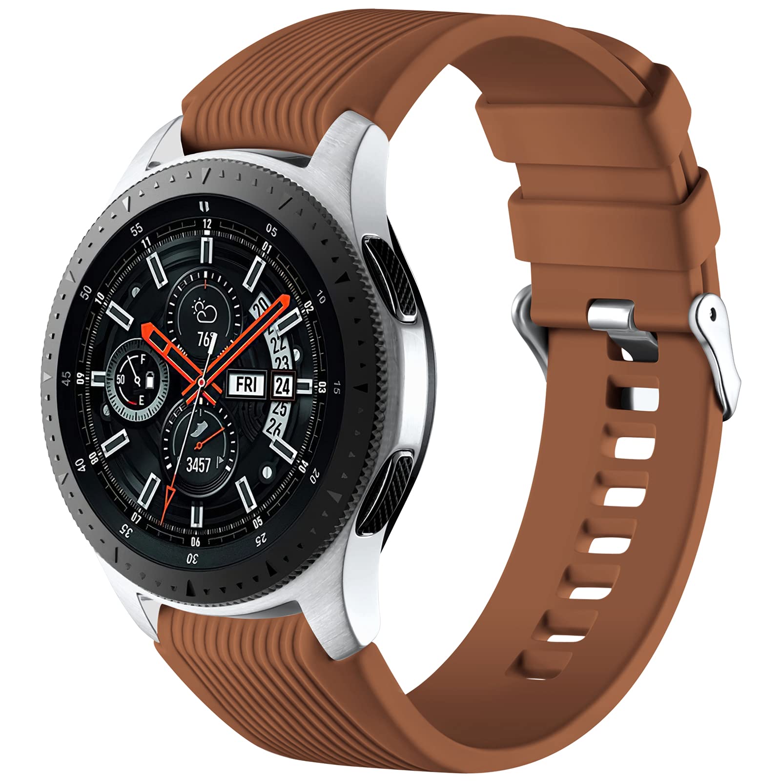 Mastten 22mm Silicone Strap Compatible With Samsung Galaxy Watch 46mm /Galaxy Watch 3 45mm /Gear S3 Frontier/Classic, Soft Silicone Sport Wristband Replacement Straps For Men Women, Dark Brown