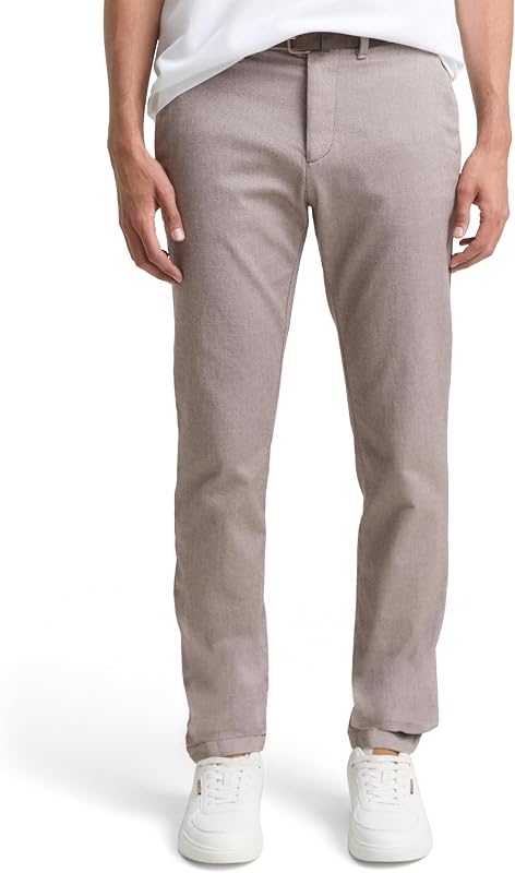 Pantalones para Hombre, 39128 - Estructura de zig Zag marrón Blanco, 30W / 30L