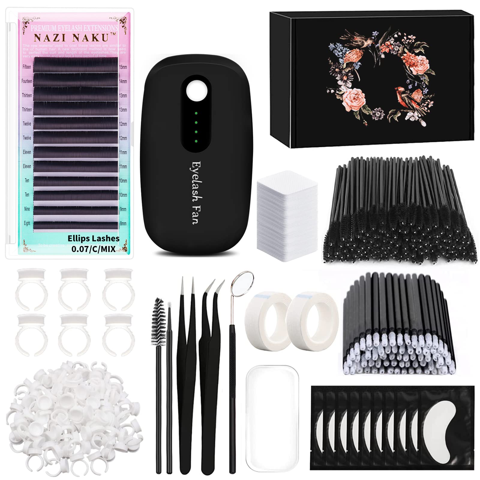 MeYuxg Eyelash Extension Accessories, Eyelash Extensions Set with Beginner's Practice Plug Eyelashes Necessary Tools, Eyelash Extension Kits for Makeup Practice, Training Salon