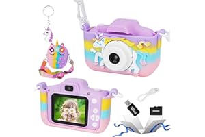 ARTCWK Kids Camera for Girls, Kids Camera Unicorn Camera, Kids Toys for Girls Age 3 4 5 6 7 8 Year Old, Kids Digital Camera, 8X Zoom HD 1080P 32GB SD Card with Unicorn Pop Purse Gift (Unicorn)