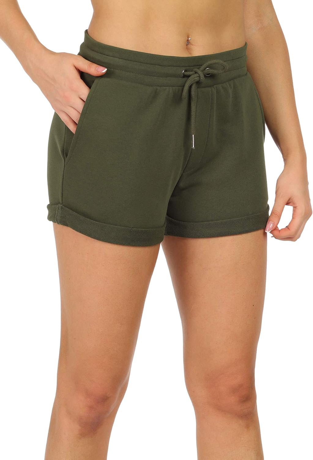 icyzone Workout Lounge Shorts for Women - Athletic Running Jogging Cotton Sweat Shorts(Pack of 2): Clothing