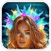 TWINKLEDE Light Up Mermaid Headband LED Glow Starfish Sea Costume Hair Accessories for Women (Starfish, Blue)