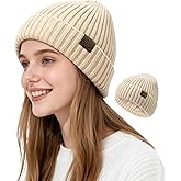 Satin Lined Beanie Women-Winter Hats for Women Silk Lined Beanie Cute Warm Knit Cuffed Hat Snow Ski Cap