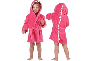 MICHLEY Girls Boys Robe Cotton Towel Baby Animal Dinosaur Style Hooded Bathrobe