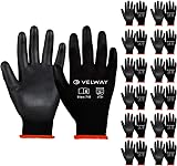 Velway Safety Work Gloves 12 Pairs PU Coated Non-Slip Gardening Mechanic Size S