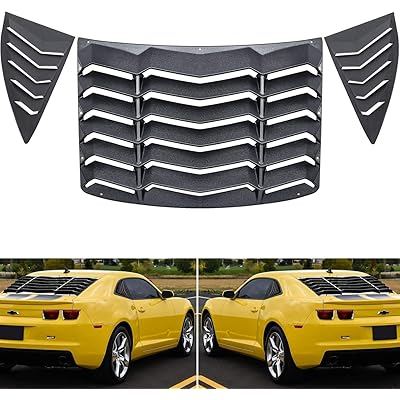 Yoursme Rear Window Louver and Side Quarter Window Scoop Louvers Sun Shade Cover Black for Chevy Camaro 2010 2011 2012 2013 2014 2015
