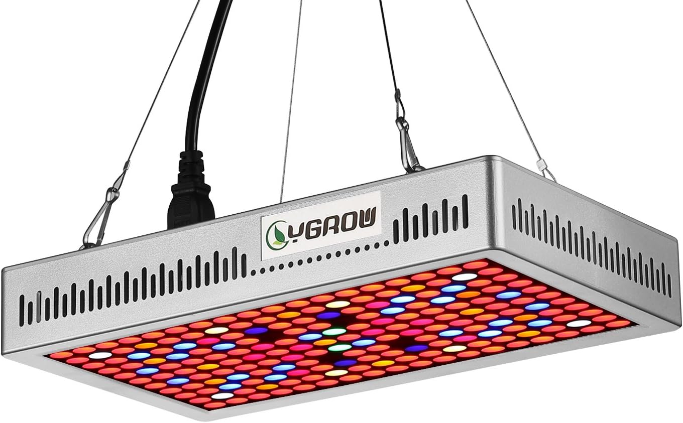 LED Grow Light,YGROW 300W Grow Plant Lights Reflector-Series with 12-Band Full Spectrum for Indoor Plants Greenhouse Hydroponic Plants Seeding,Growing&Flowering