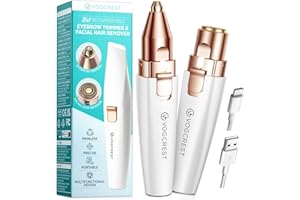 VG VOGCREST Rechargeable Eyebrow and Facial Hair Remover for Women - 2 in 1 Razor with Built-in LED Light for Painless Hair Removal