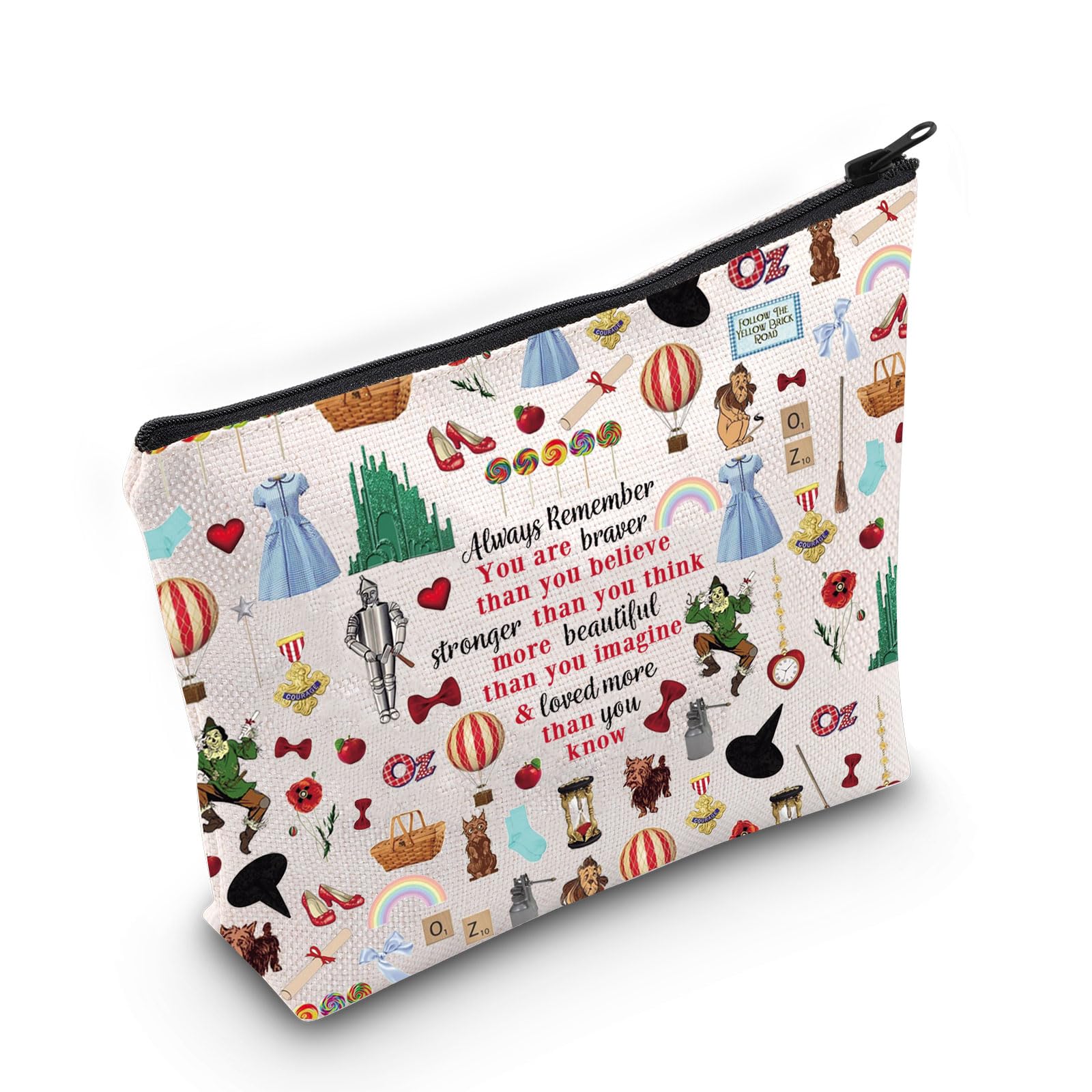 LEVLO Dorothy Cosmetic Makeup Bag - Braver Smarter Than You Think Gift with Ruby Red Slippers Zipper Pouch for Women & Girls — image 1