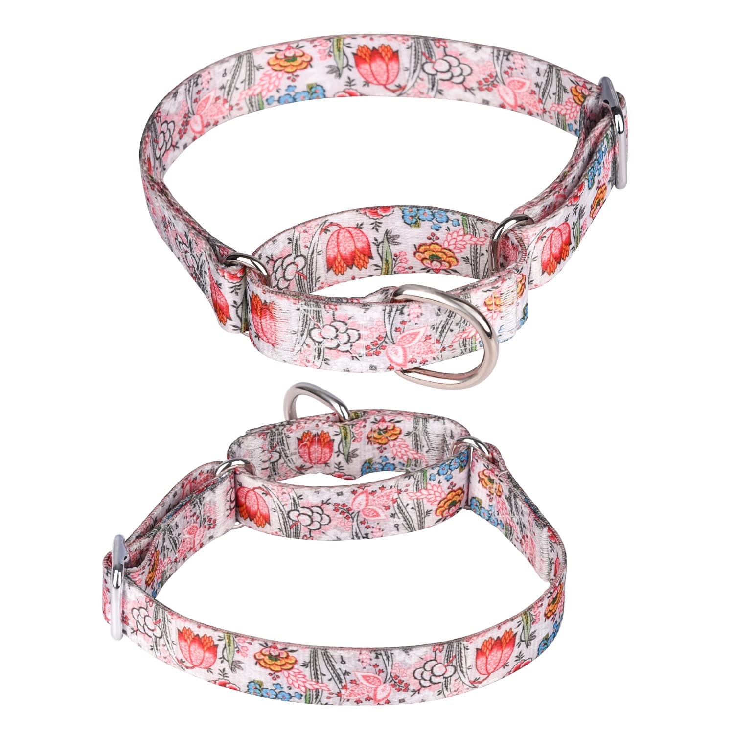 haoyueer Heavy Duty Nylon Adjustable Martingale Dog Collar for Walking Training Boy and Girl Dogs (M:36-45CM, White)