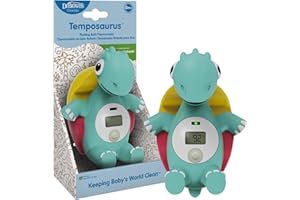 Dr. Brown's CleanUp Temposaurus Floating Bath Thermometer for Accurately Measuring Baby’s Bath Water Temperature, BPA Free