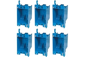 6 Pack Old Work Box 1 Gang, Blue Single Gang Electrical Box, PVC Electrical 14 cuin Outlet Box, Plastic Junction for Switches