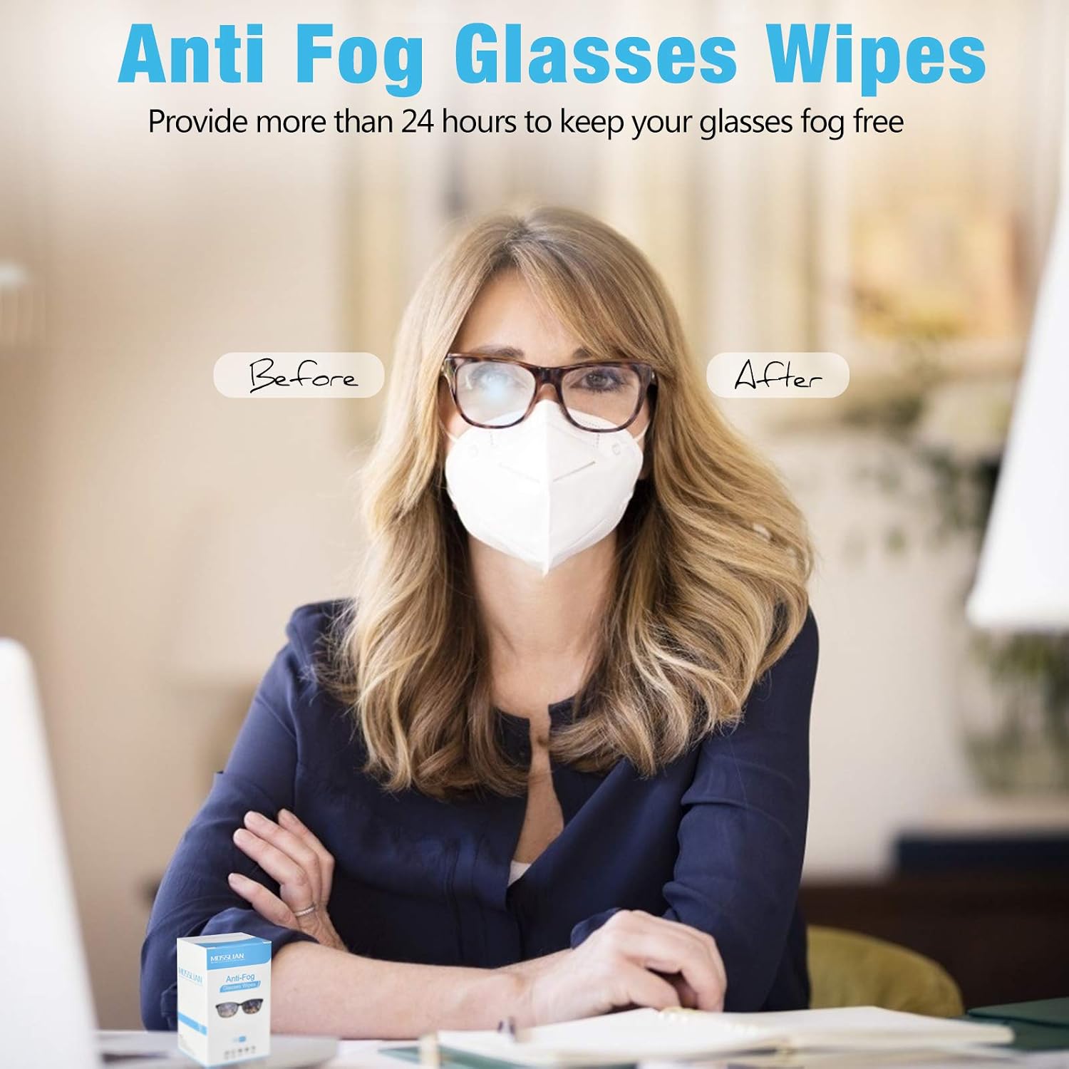Anti Fog Glasses Wipes MOSSLIAN Lens Cleaning Wipes for Glasses Smartphone, iPhone, Screens and Other Delicate Surfaces, Pack of 50 - Image 3