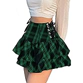 Sunidol Womens Gothic Skirt Y2k 2000s Girl Mall Goth Punk Skirts High Waist Lace-Up Ruffle Fairy Grunge Mini Skirts