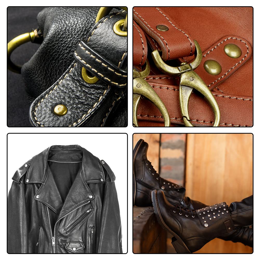 TLKKUE 360 Sets Leather Rivets 4 Colors Double Cap Rivets Tubular 3 Sizes with Rubber Hammer Fixing Tool Kit 4 Pieces for DIY Leather Craft Clothes Shoes Decoration and Repair