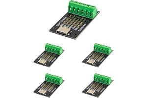 naughtystarts 5pcs USB Type C Breakout Board 6 Pins Female Connector Sunk Gold PCB Converter Board with 3.81mm / 0.15" Terminal Blocks