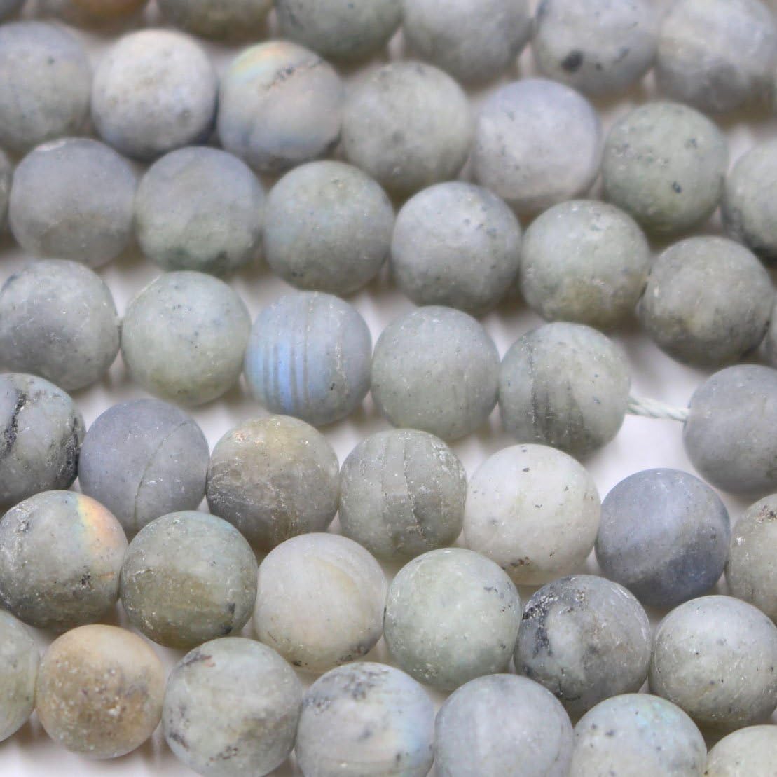 Fashiontrenda Natural Labradorite Round Gemstones Beads for DIY Jewelry Making (Matte 10mm)