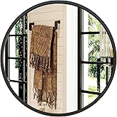 Growsun 28'' Black Round Mirror for Bathroom, Circle Bathroom Mirror for Wall, Entryway Living Room with Metal Frame for Home