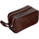 Time Resistance Leather Cosmetic Bag Toiletry Italian Classy Dopp Kit