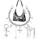 BELICEY Silver Purse Charms Chain Metal Star Purse Chains for Handbags Y2K Keychain Charm Safety Pin Bag Accessories Strap Extender for Wallet Crossbody Shoulder Bags