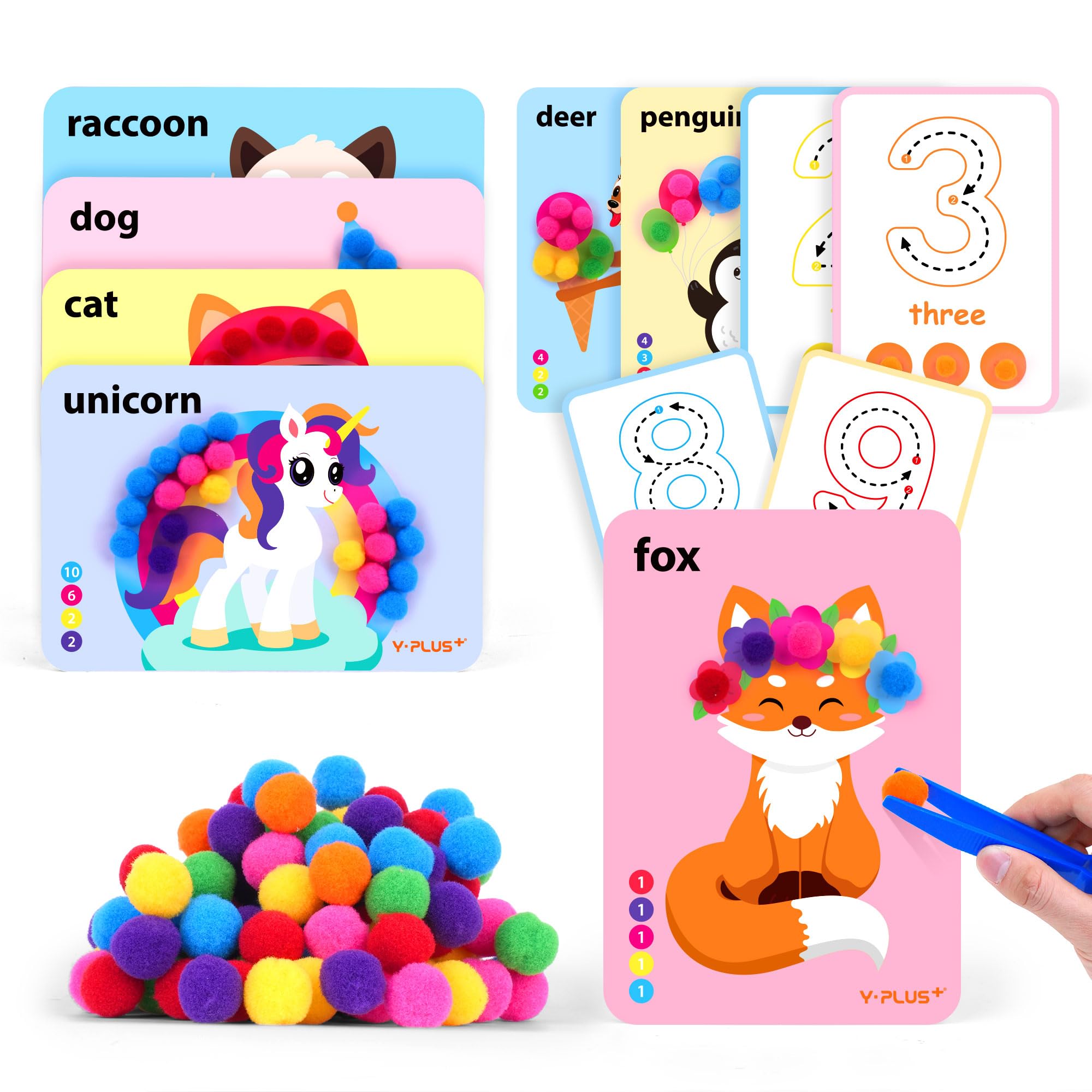 YPLUS Craft Kits for Kids, Pompoms Arts and Crafts Ages 3-8, Educational Fine Motor Skills Toys, Kids Craft Set for Fun & Learning - Animals — image 1
