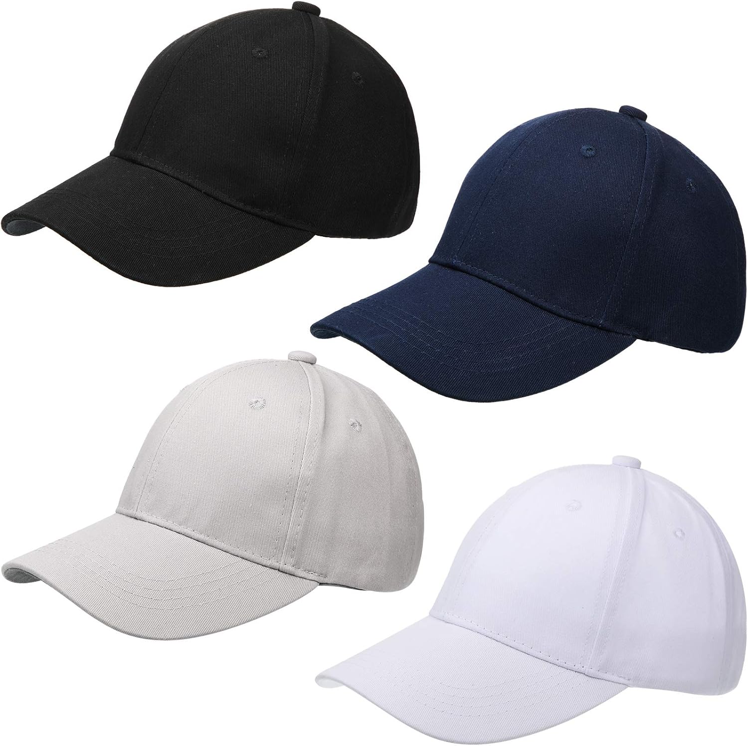 Kids Baseball Caps Cotton Baseball Hats Adjustable Dad Hat Plain Baseball Cap Unisex Trucker Hats (Black, White, Gray, Navy Blue, 4): Clothing