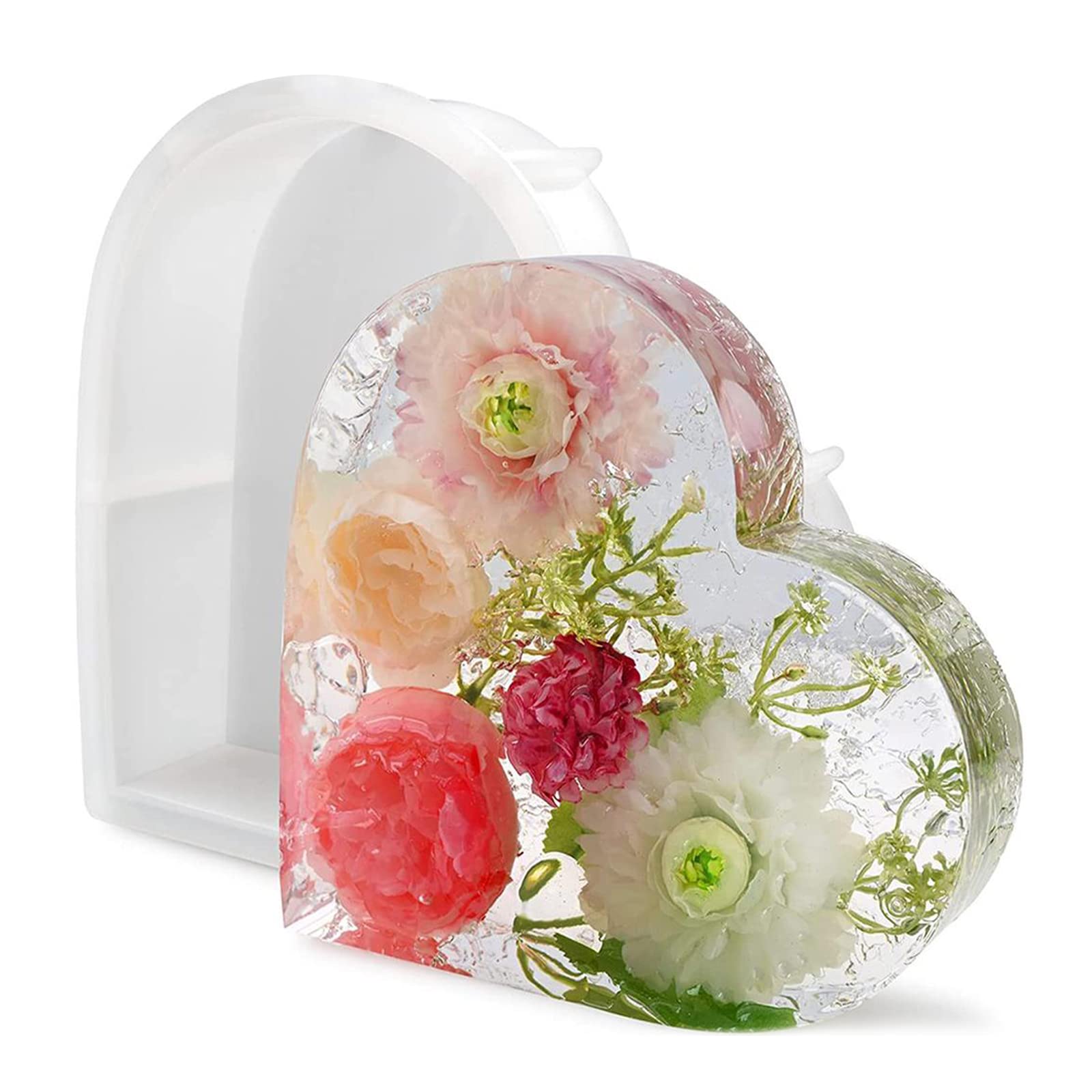 Olymajy Epoxy Resin Mould, Heart Shape Silicone Resin Mould for Mould Resin Pouring, Gift Decoration and DIY Craft Making