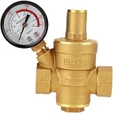 Moofey Water Pressure Regulator, Dn15 Pressure Reducing Valve with Gauge Meter, Adjustable Water Control Thread