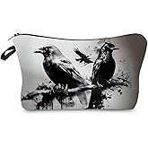 Livel lhood Ink Crow Makeup Bag Cute Small Organizer Zipper Pouch Ink Crow Cosmetic Bag Birthday Present for Women Friends -2