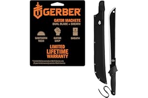 Gerber Gear Gator Machete 25" with Plain Edge Blade and Saw, Gator Grip and Protective Sheath for Gardening, Survival, Hunting, Camping and Bushcraft, Black