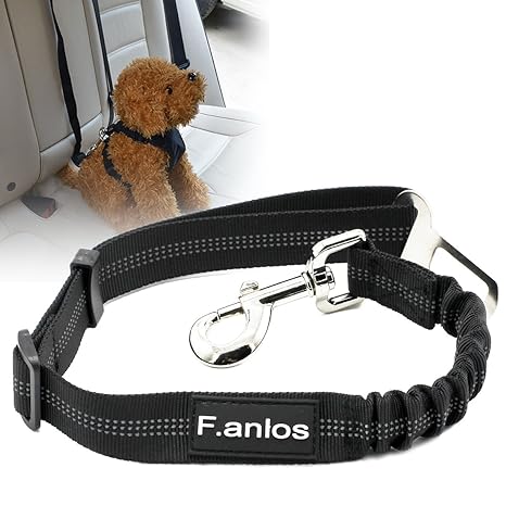 F.anlos Hunde-Sicherheitsgurt, Hunde Sicherheitsgurt für Auto, Hunde-Anschnallgurt fürs Auto mit elastischer Rückdämpfung, mi