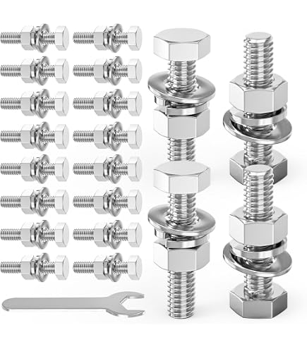 3/8-16 X 2" Hex Bolt Assortment Kit – 304 Stainless Steel (18-8), Fully Threaded, 6 Sets Of Bolts, Nuts, Flat & Lock Washers