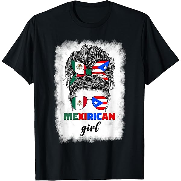 L'Appartement　Americana Half Sleeve T-sh Amazon.com: Half Mexican and American Mexico America USA Flag Girl