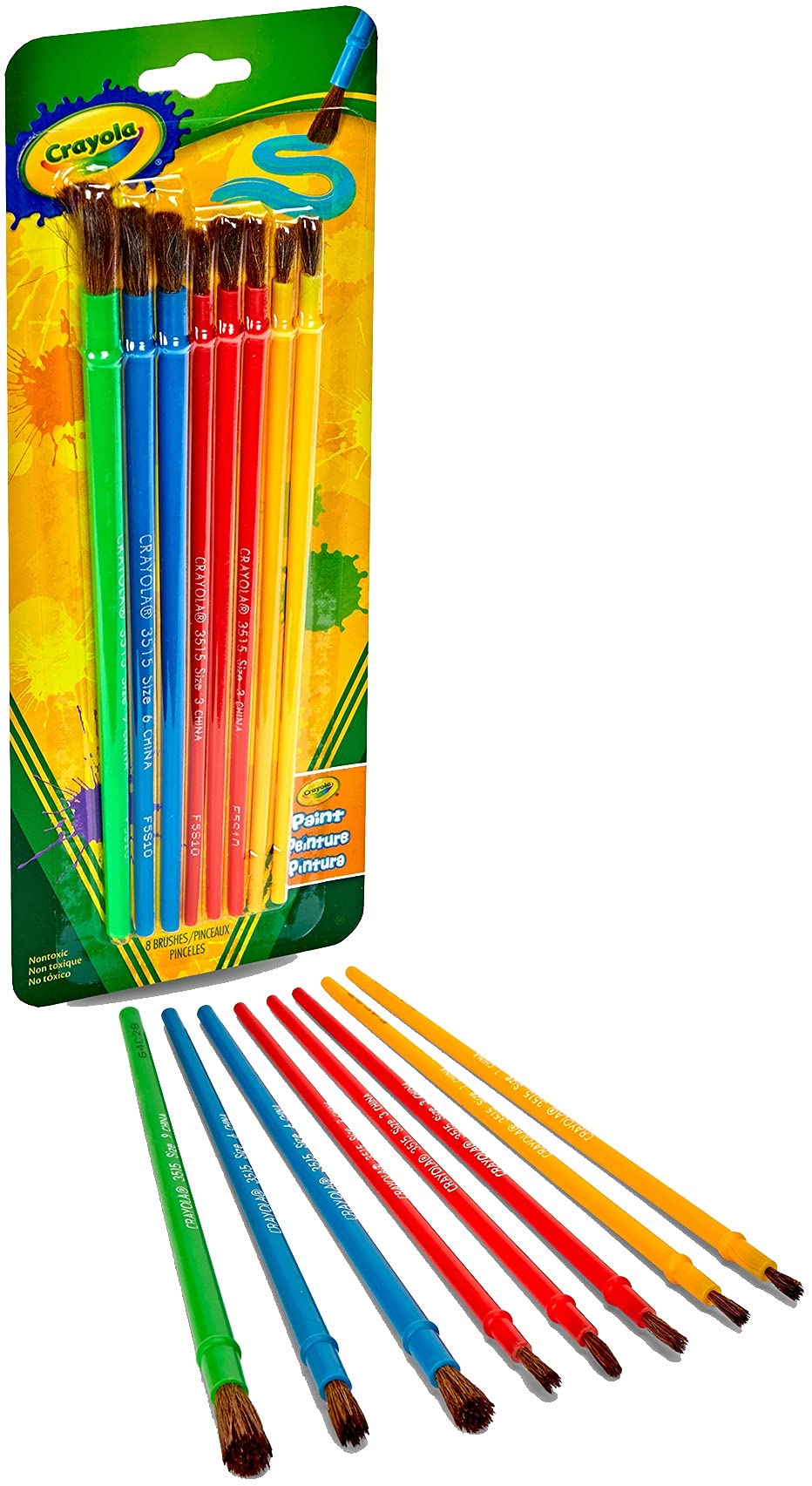 Crayola Kids Paint Brush Set (8ct), Painting Supplies for Kids, Assorted Sizes, Kids Arts & Crafts Supplies for Elementary & Preschool