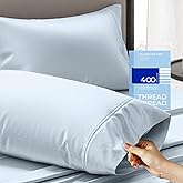 THREAD SPREAD 100% Cotton Pillowcases Standard/Queen Size Set of 2-400 Thread Count Cotton Pillowcases, Ultra Soft Cool Sateen Weave Pillow Cases for Sleeping, Set of 2 Pillow Covers (Light Blue)