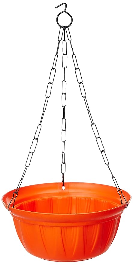 Gardens Need 100% Virgin Plastic Dove Hanging with Iron Chain | Set of 4 Planter, (22cm x 22cm x 24cm, Orange)