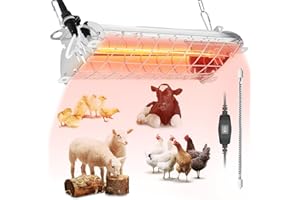 CHTOOCY Large Chicken Coop Heater Lamp 60 Chicks, 400W Carbon Fiber Chicks Brooder Heater Plates, Adjust 2 Mode Temp&Hanging Height for Coop Brooder Box Supplies Livestock Heating Warm Poultry House14x5.5x3IN