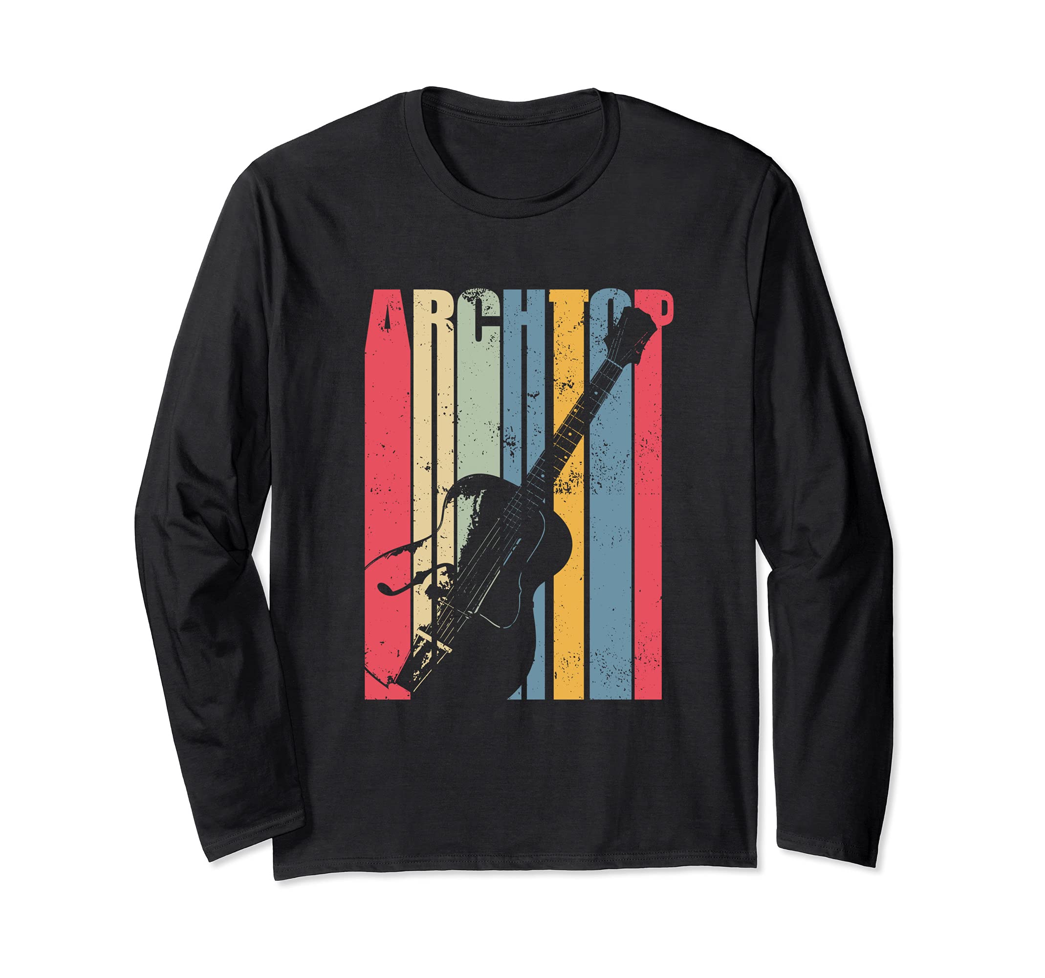 Vintage Archtop Guitar Steel Electric Rock Music Jazz Shirt Long Sleeve T-Shirt