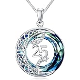TOUPOP Birthday Gifts Moon Star Necklace 925 Sterling Silver Celtic Moon Jewelry Blue Crystal Christmas Gifts for Women Wife Mom Grandma