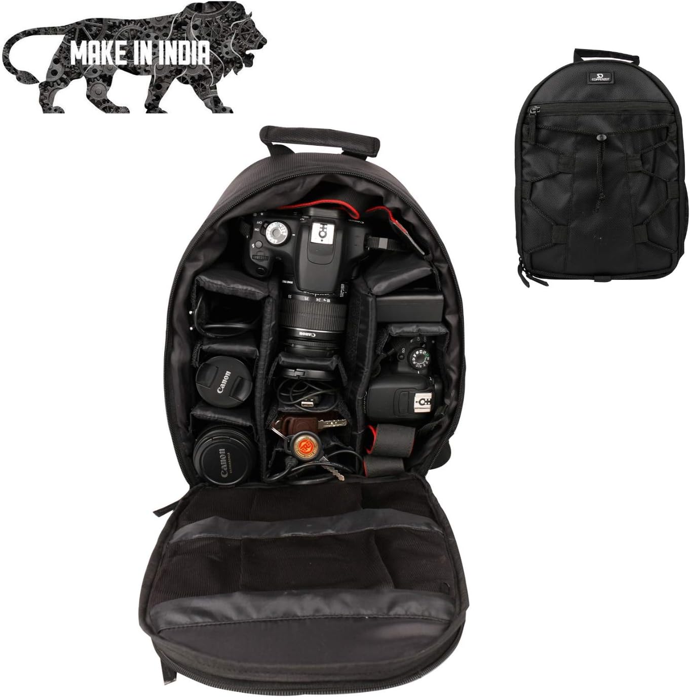 Copperzeit Professional DSLR/SLR Camera Bag/Camera Lens Shoulder Backpack Case (Black)