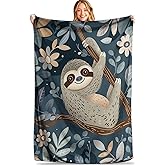 MIEPOS Soft and Cozy Sloth Blanket - Lightweight, Fluffy Flannel Plush Throw Blanket for Couch and Office Travel - Warm, Fuzzy Decor for Home 50×60 Inch
