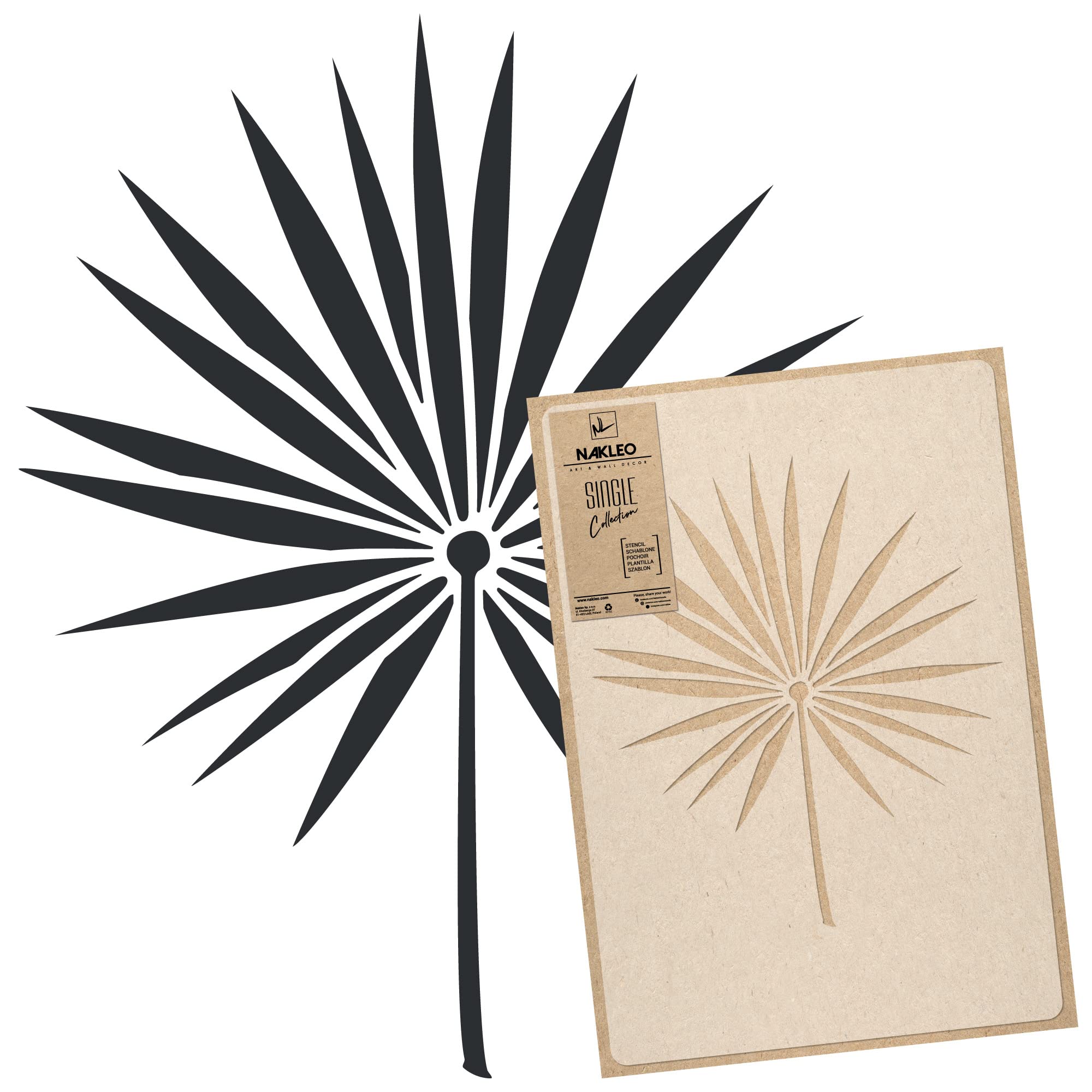 NAKLEO Floral Large Wall Painting Stencil 43x64 cm, Tropical Palm Leaf Pattern, Reusable Plastic Flower Template, DIY Art and Craft Home Decor, Floor Wood Fabric Furniture