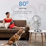 Senelux 12 Inch Chrome Desk Fan 3 Speed Oscillating Quiet Operation view 4
