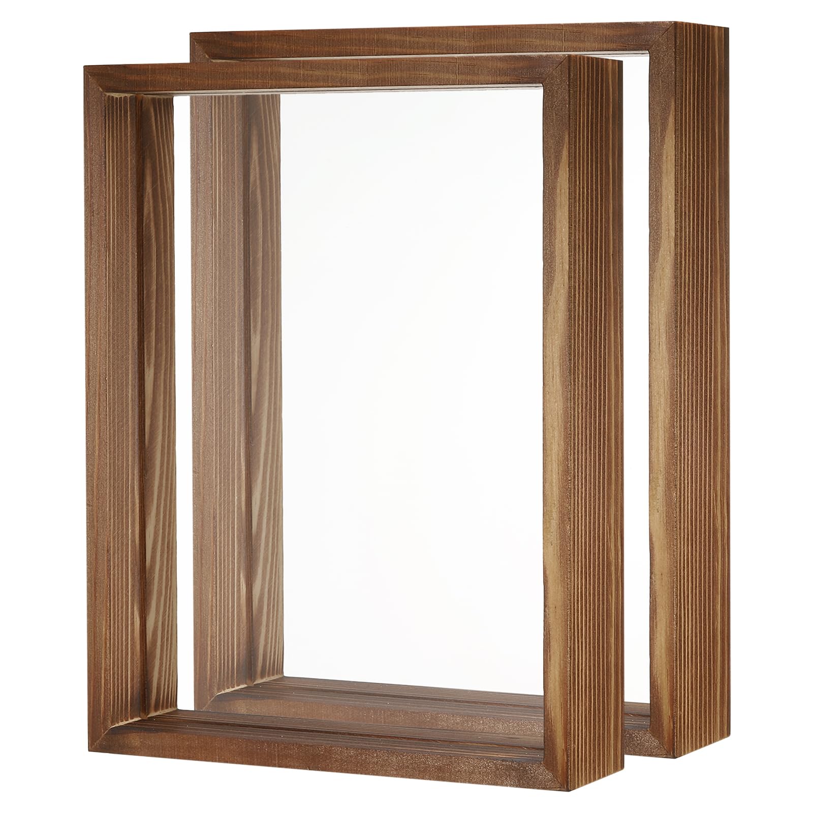YOKIVE 2 Pcs Wood Picture Frames, Double Sided Acrylic Pressed Flower Frame | DIY Specimens, Great for Wall Tabletop Display (Brown, 5x7-Inch)