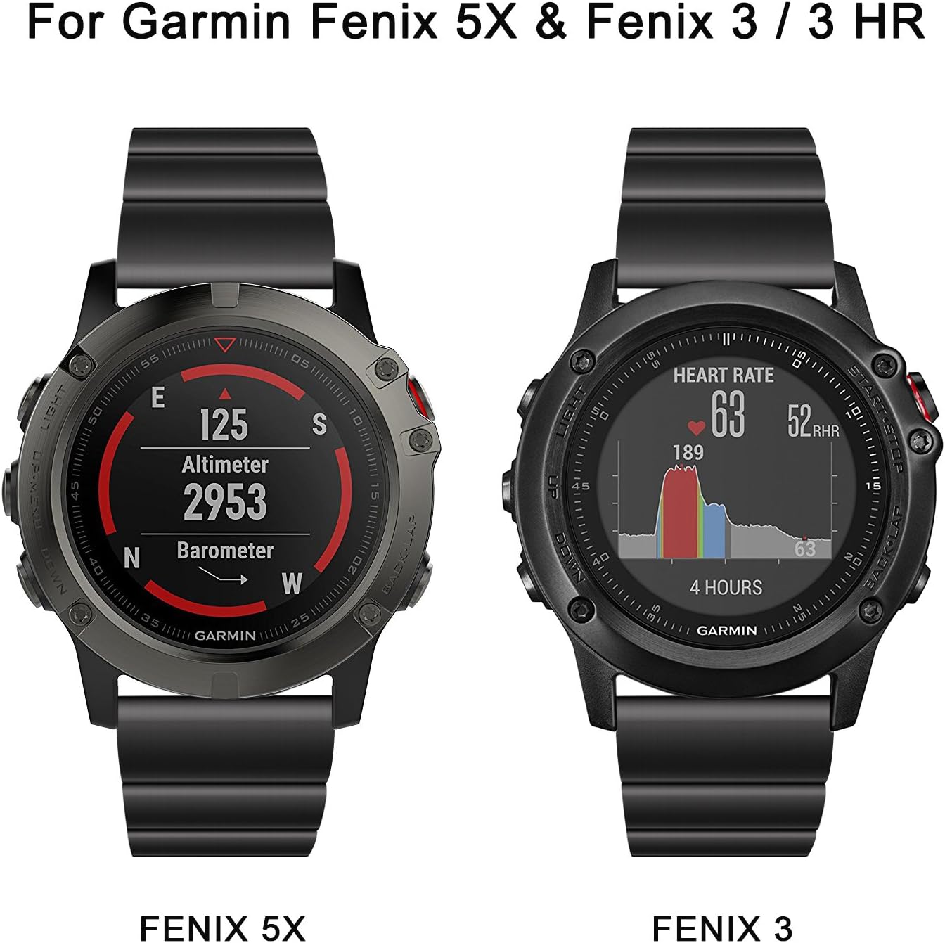 TRUMiRR 26mm Banda de Reloj de Acero Inoxidable para Garmin Fenix 3 / Fenix 3 HR Correa de Hebilla de Mariposa con Herramienta de Eliminación de ...