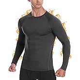 EoBeKee Mens Thermal Compression Shirts, Warm Long Sleeve Fleece Lined Tops Athletic Base Layer for Running Cold Weather