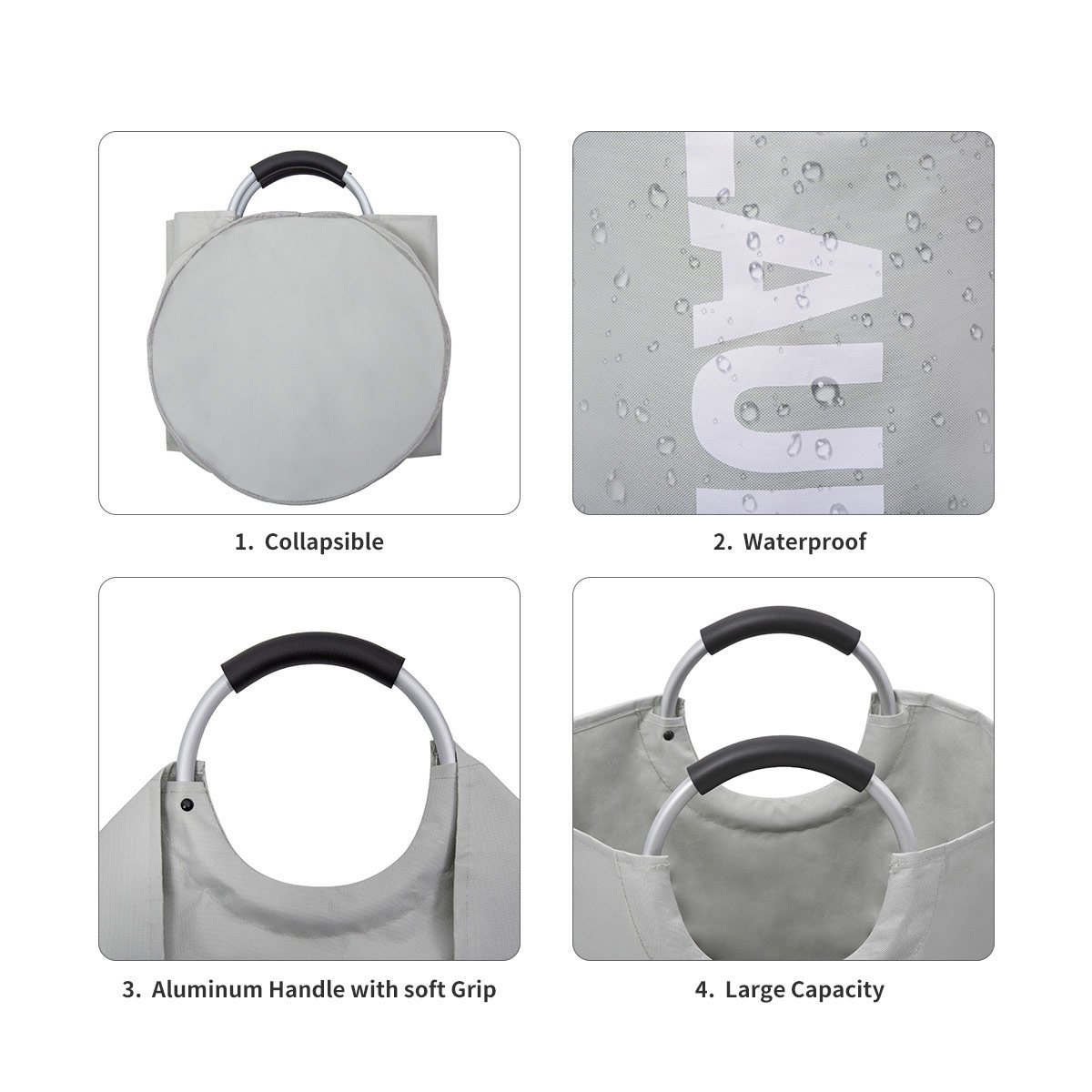 chrislley cesta para la ropa sucia (Oxford grande papelera plegable bolsa para la colada plegable lienzo Holder