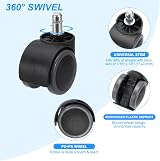 PATIKIL 5x Gray 2 Inch Office Chair Wheels 7/16" x 7/8" Stem 110 Lbs Casters view 3