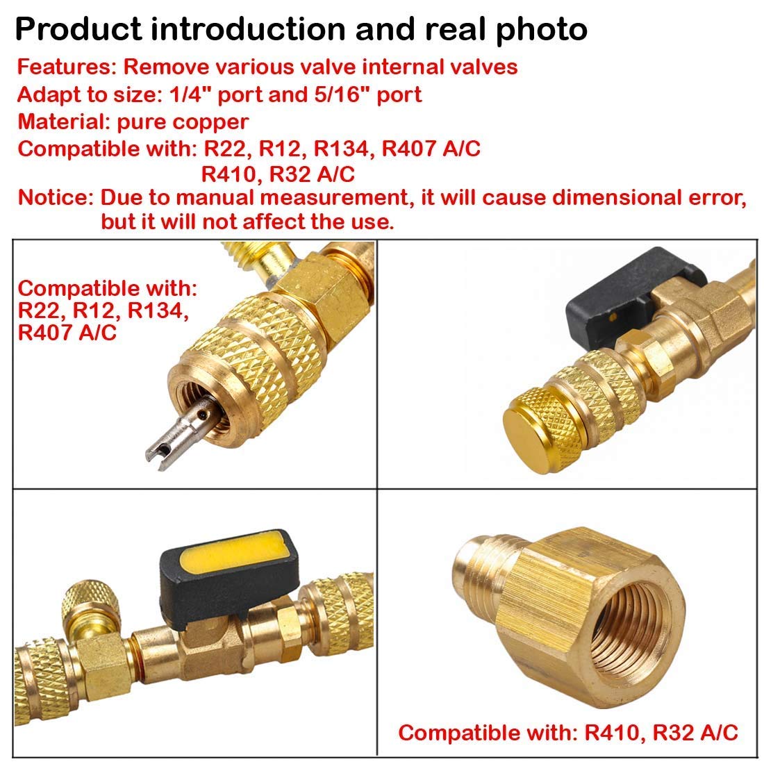 Valve Core Remover/Installer with Dual Size SAE 1/4 & 5/16 Port for