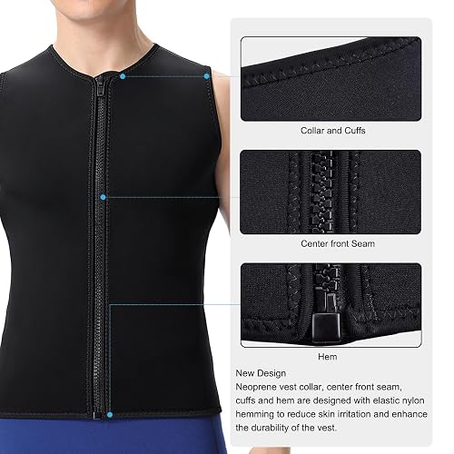 Gilet Muta 3mm Neoprene, Uomo/donna, Senza Maniche, Con Zip Frontale, Per Diving E Surf, SLINX